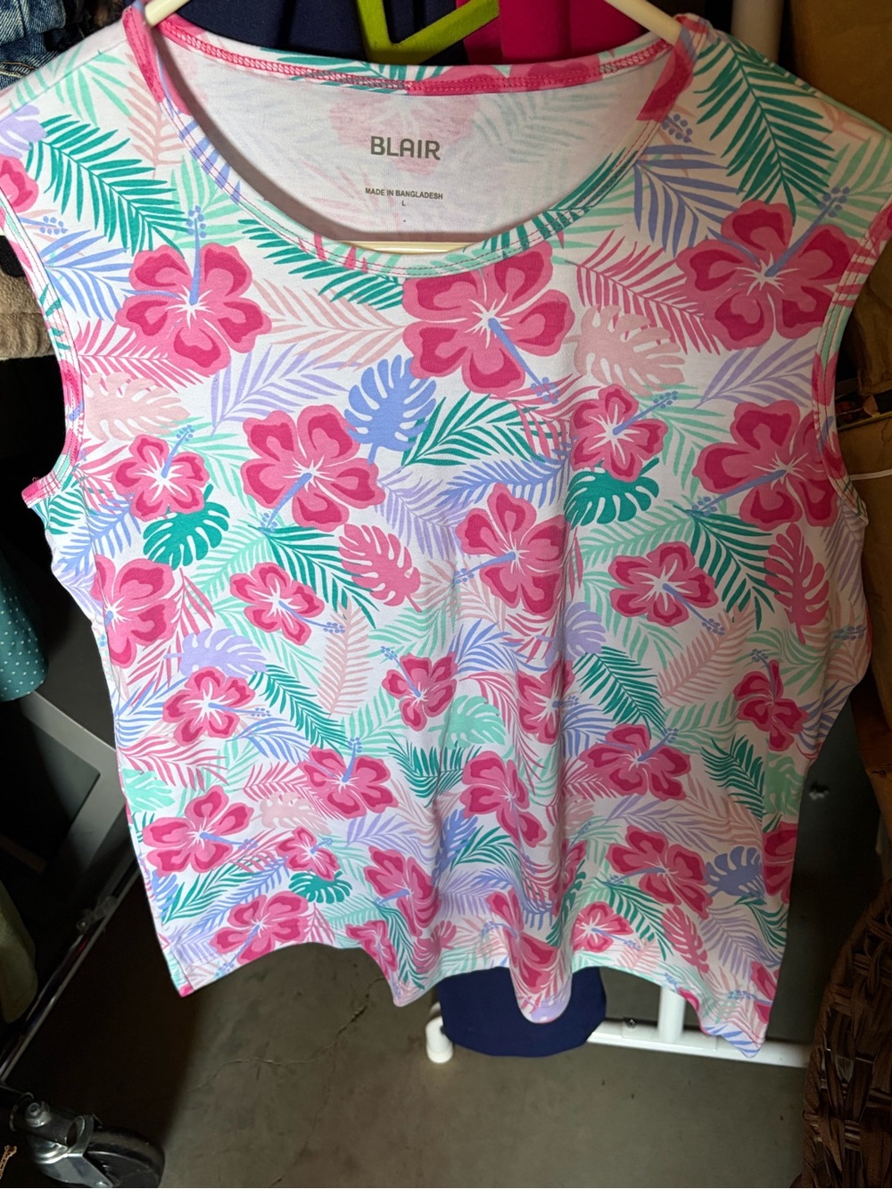 Blair Women's Floral Print Sleeveless T-Shirt Top